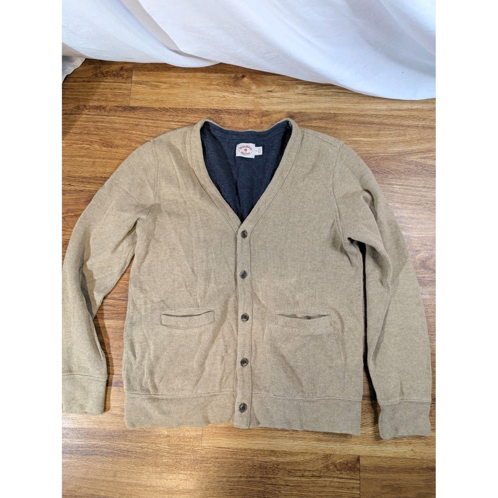 brooks Brothers red fleece Mens 100% cotton cardigan Beige Size Small